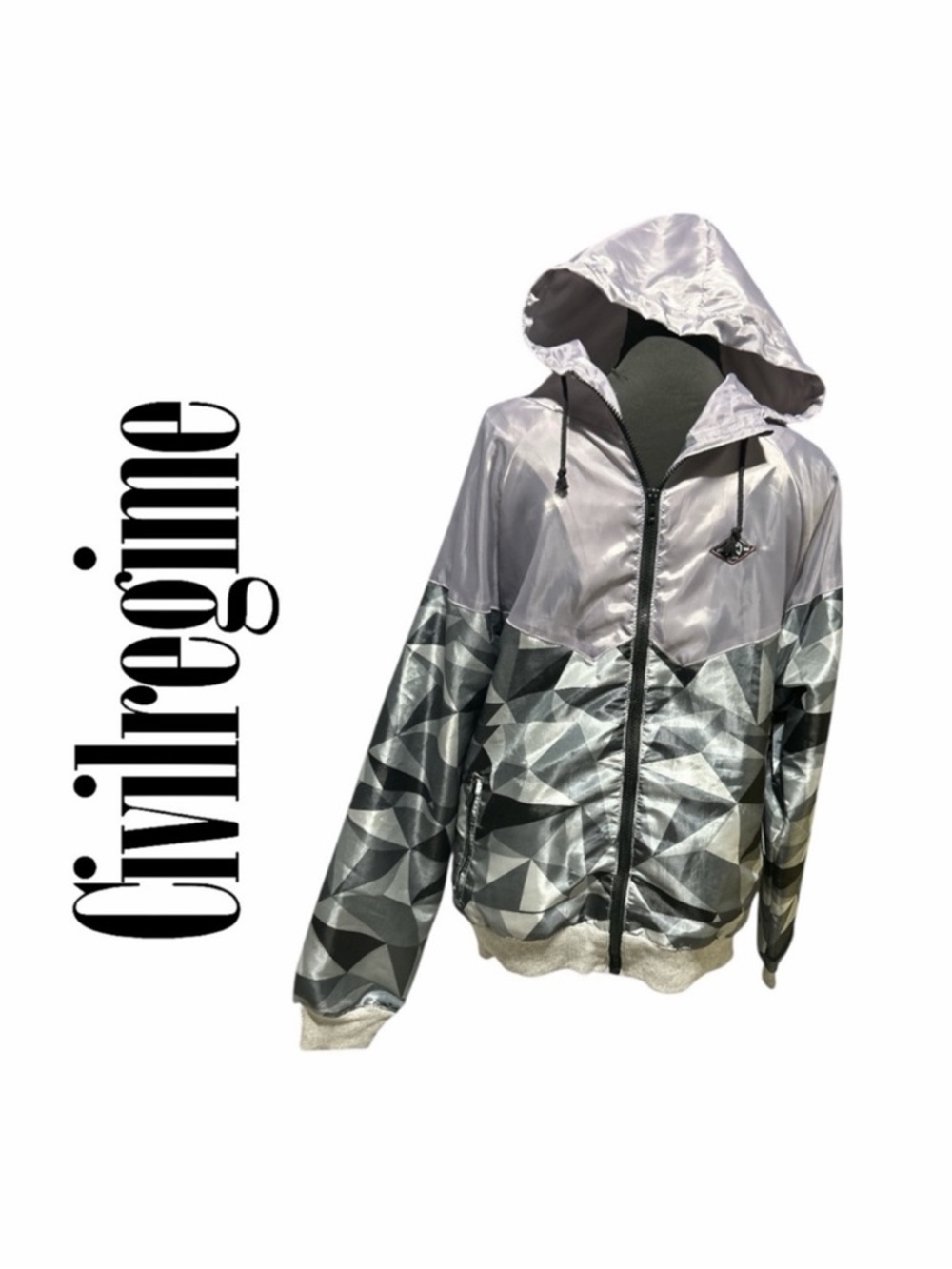 Civil Regime Men’s Streetwear Nylon Zip Front‎ Graphic Jacket - Size XL